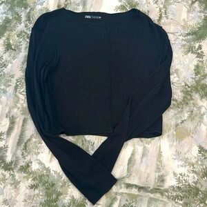 Zara black long sleeved crop top